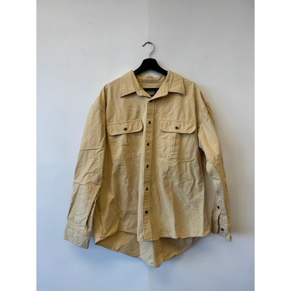 Cabelas Shirt Mens XL Long Sleeve Tan Chamois Outdoor‎ Workwear Button Up
